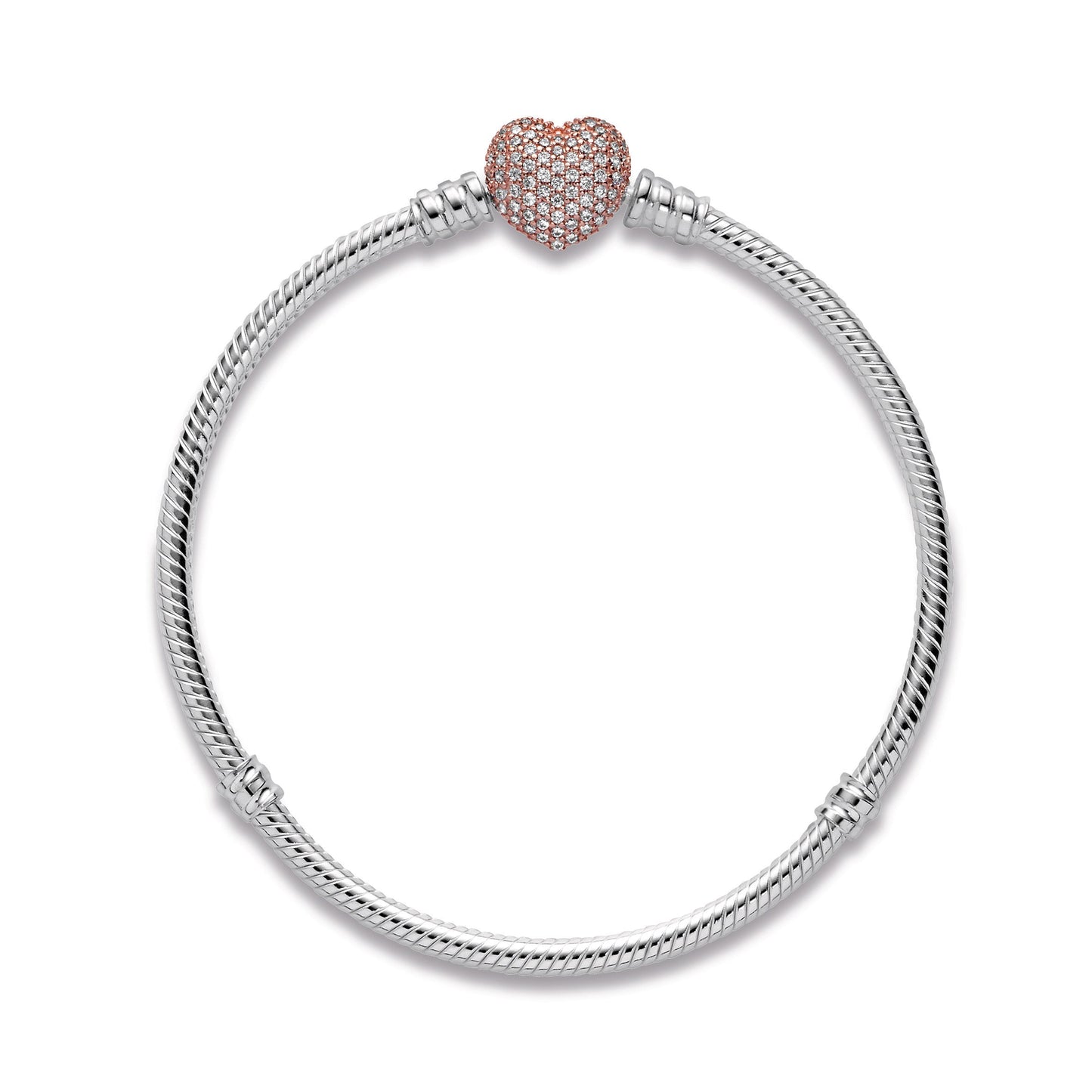 Pandora Moments Pave Heart Clasp Snake Chain Bracelet