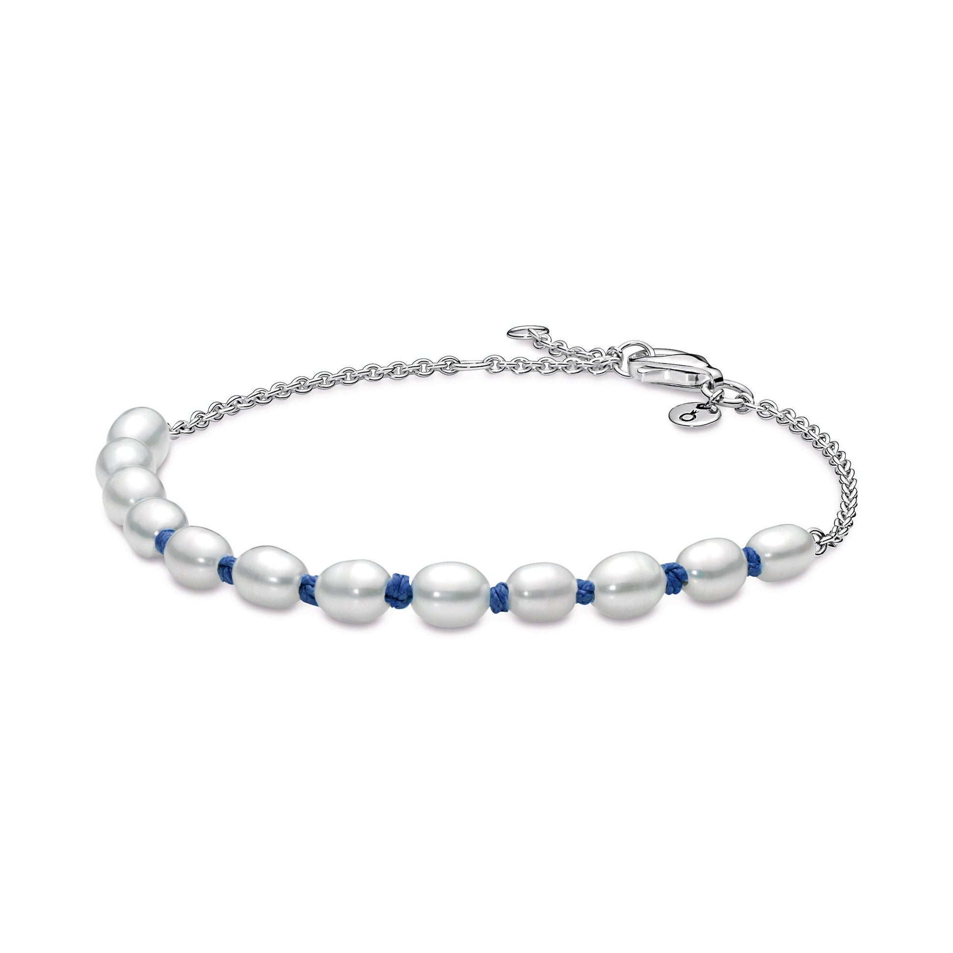 Pandora Freshwater Pearl Blue Cord Chain Bracelet