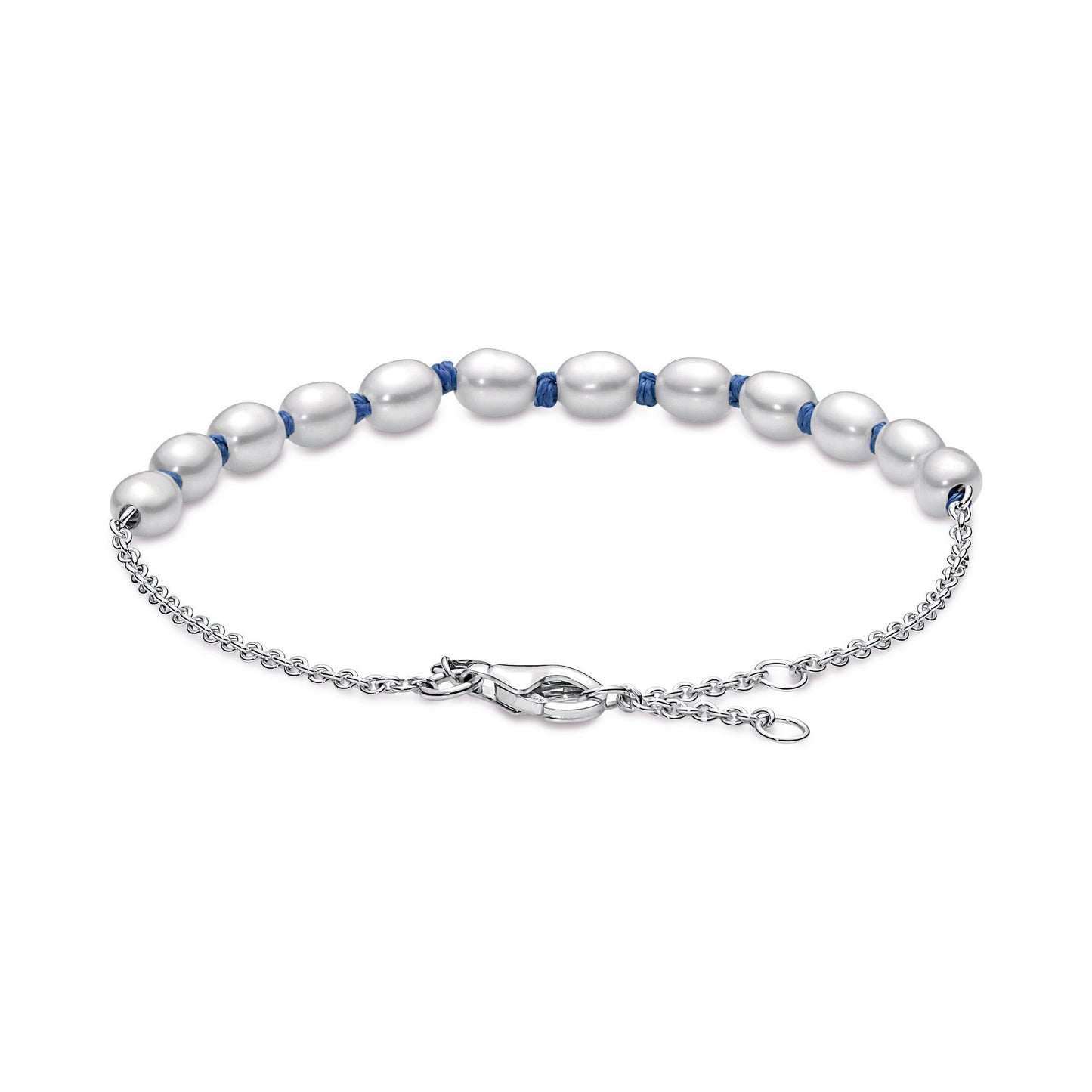 Pandora Freshwater Pearl Blue Cord Chain Bracelet