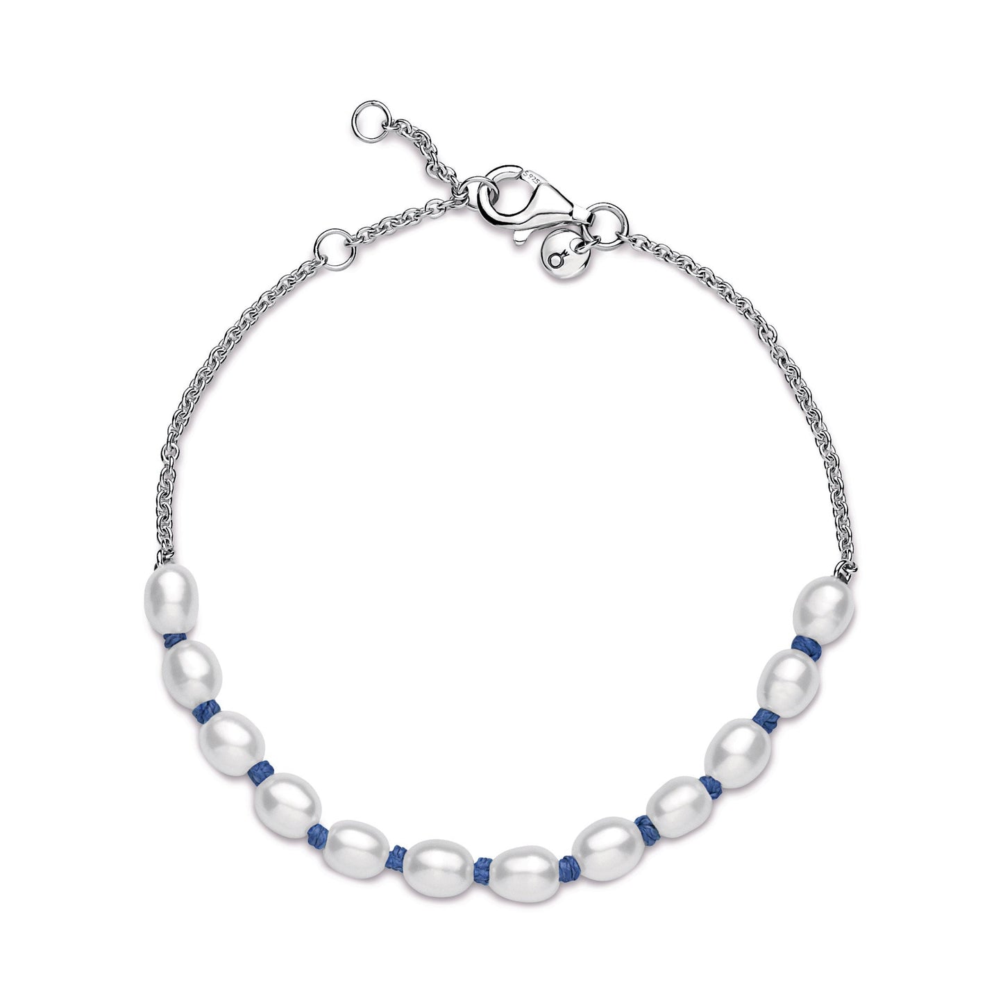 Pandora Freshwater Pearl Blue Cord Chain Bracelet
