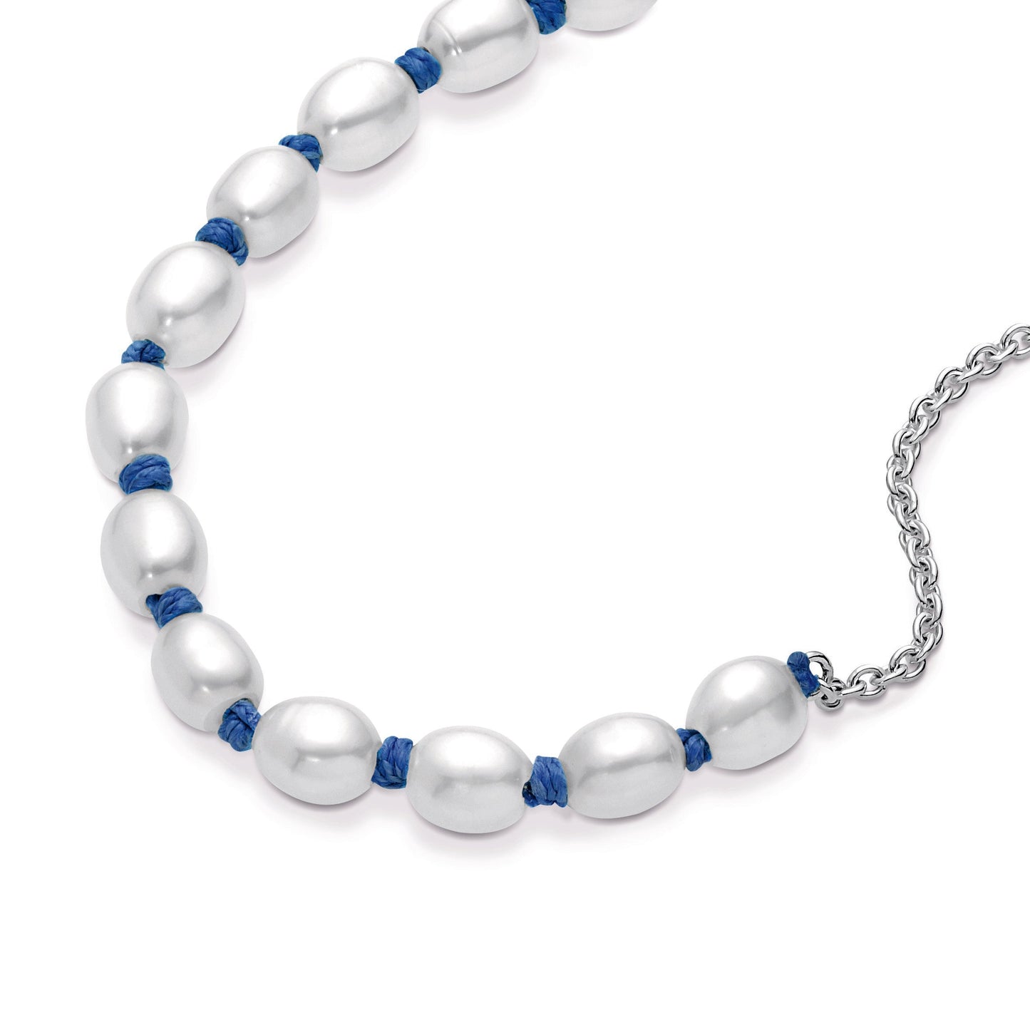 Pandora Freshwater Pearl Blue Cord Chain Bracelet