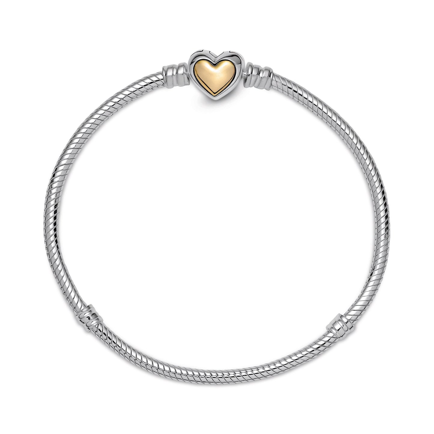 Pandora Domed Golden Heart Clasp Snake Chain Bracelet