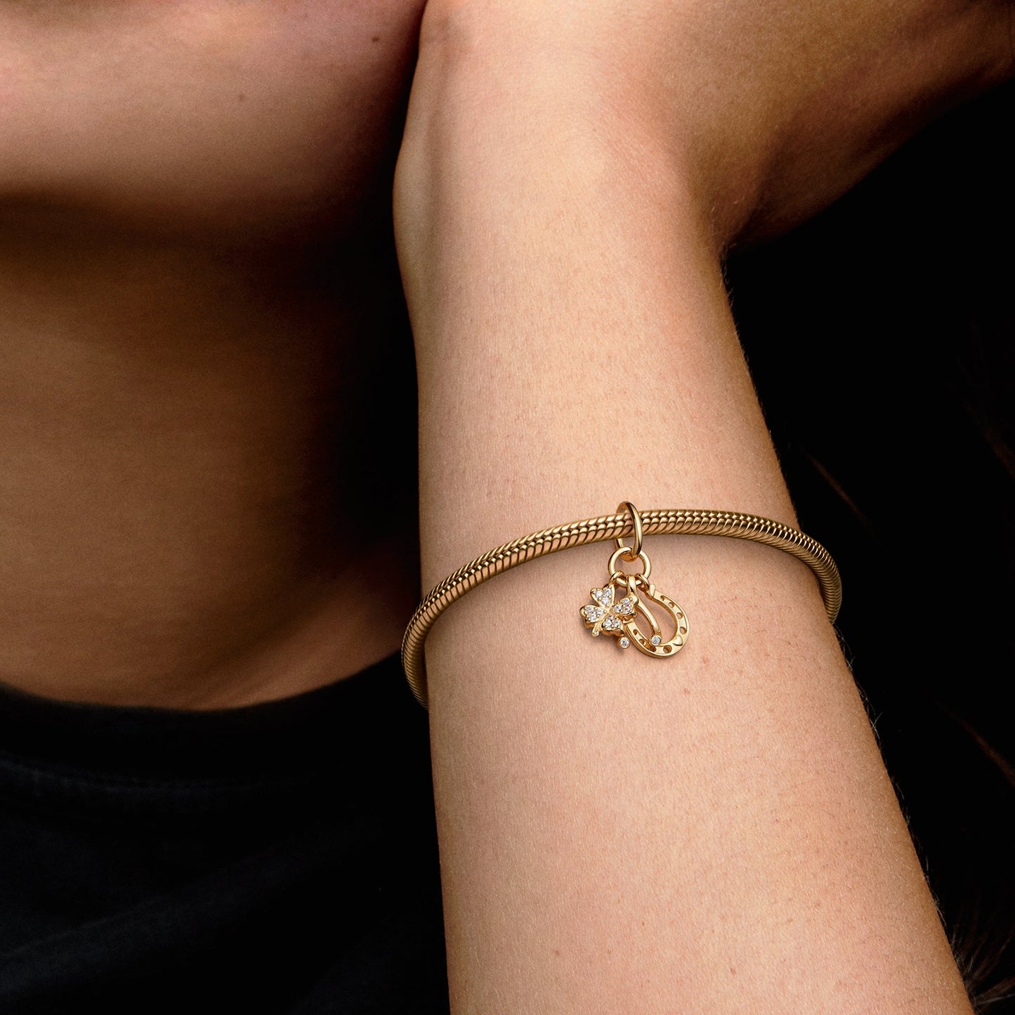 Pandora Lucky Clover, Wishbone & Horseshoe Dangle Charm