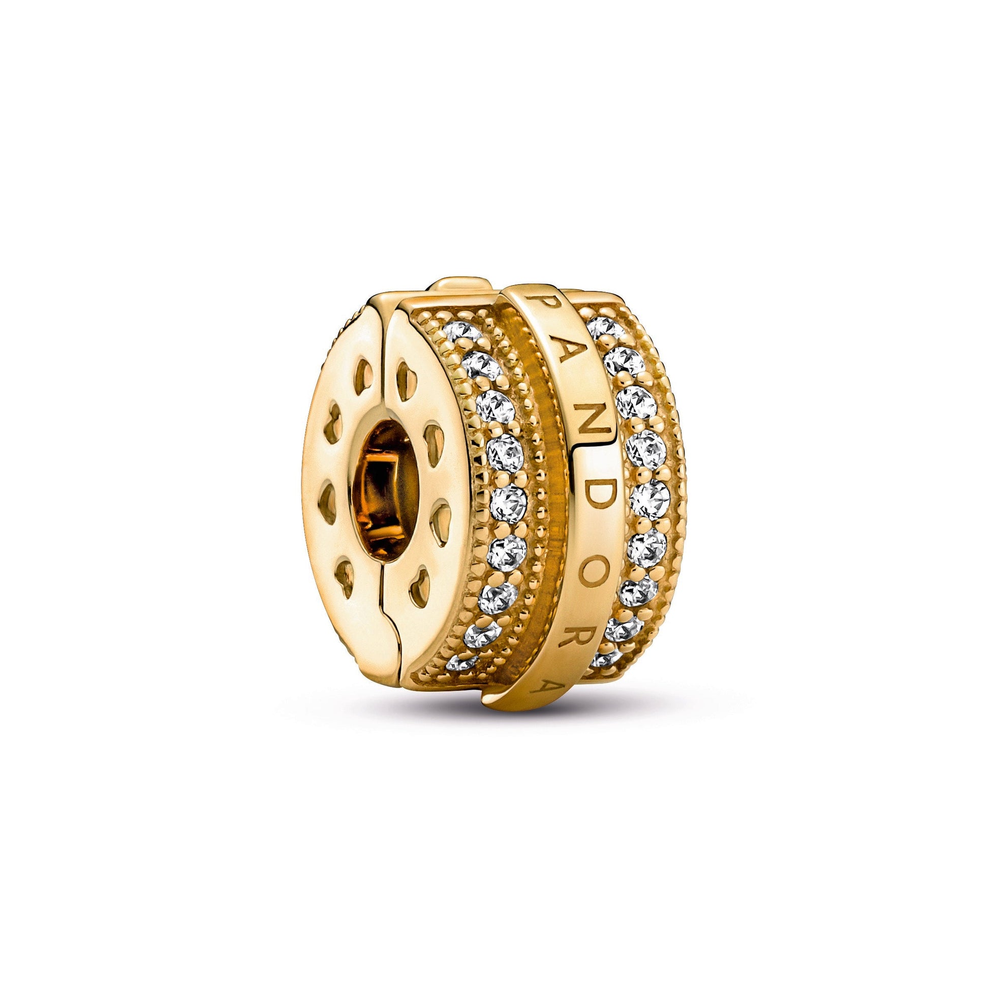 Pandora Sparkling Pave Lines & Logo Clip Charm