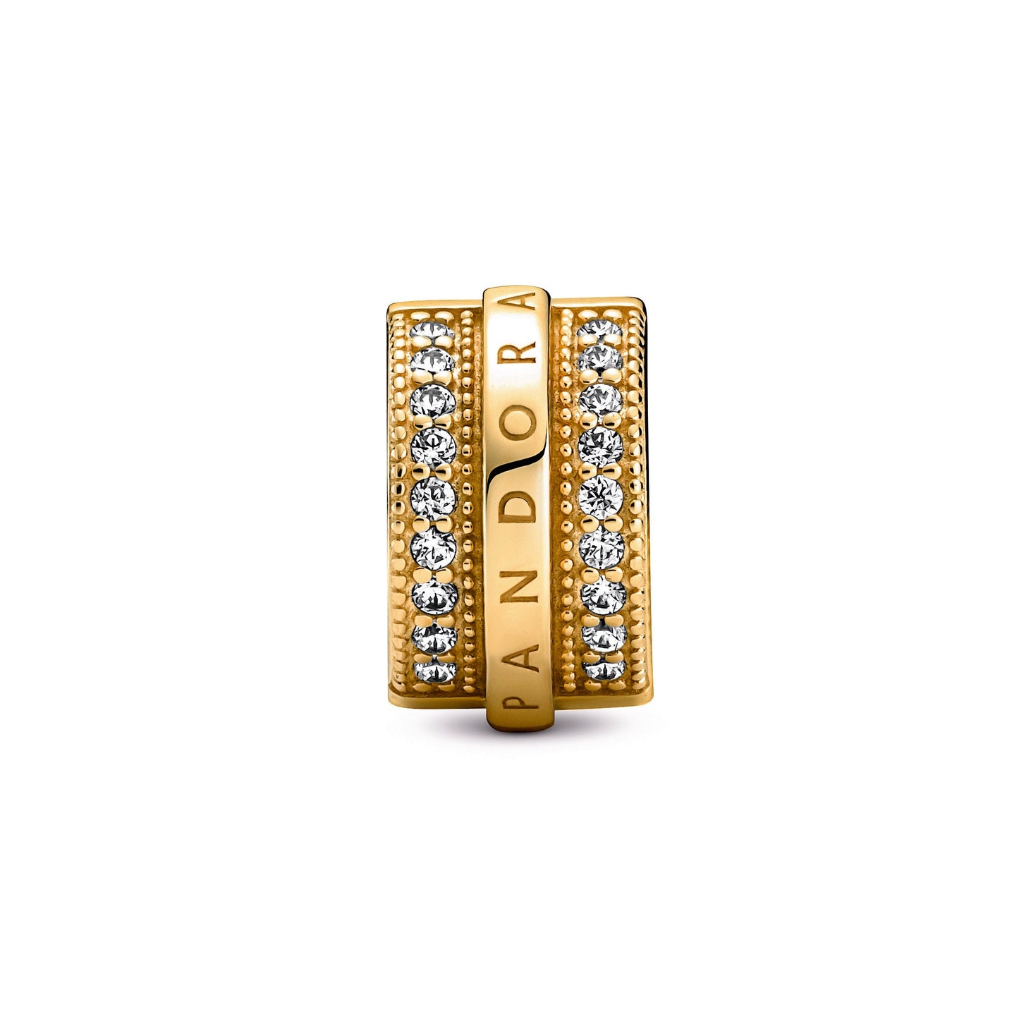 Pandora Sparkling Pave Lines & Logo Clip Charm