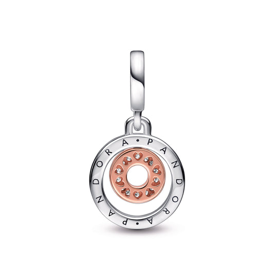 Pandora Two-Tone Pandora Logo Circles Dangle Charm