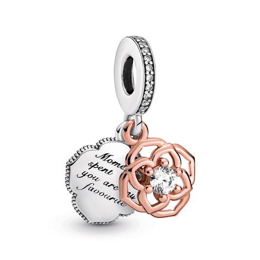 Pandora Two-Tone Rose Dangle Charm