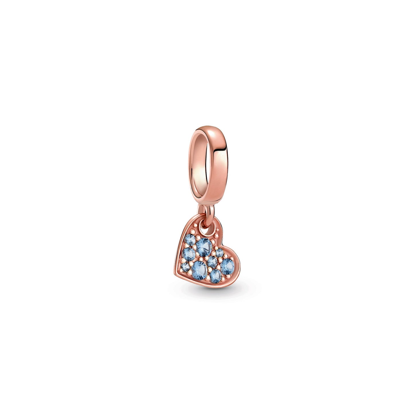 Pandora Light Blue Pave Tilted Heart Dangle Charm