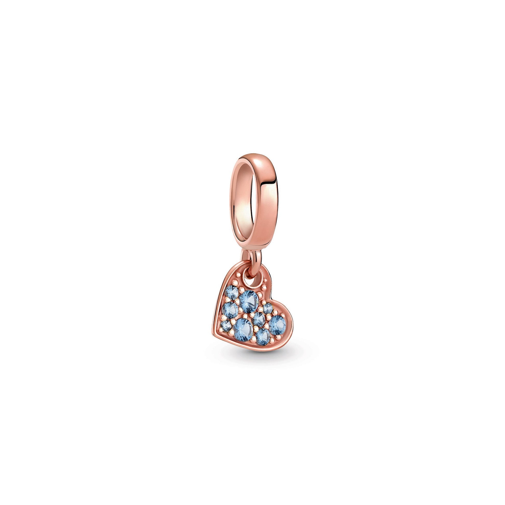 Pandora Light Blue Pave Tilted Heart Dangle Charm