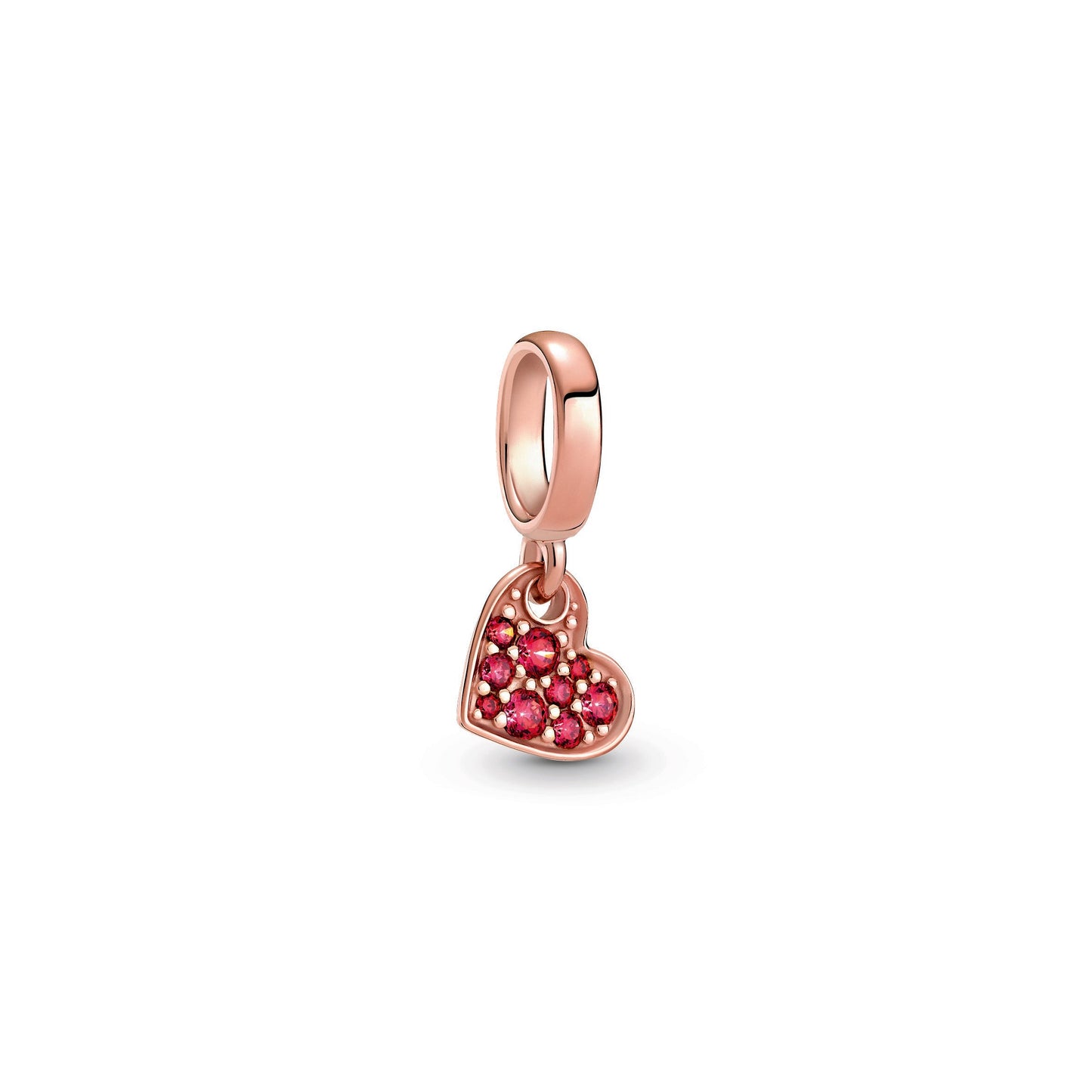 Pandora Red Pave Tilted Heart Dangle Charm