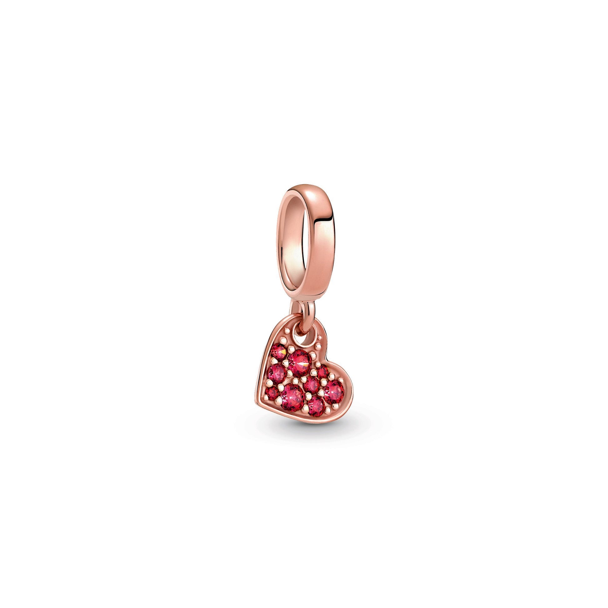 Pandora Red Pave Tilted Heart Dangle Charm