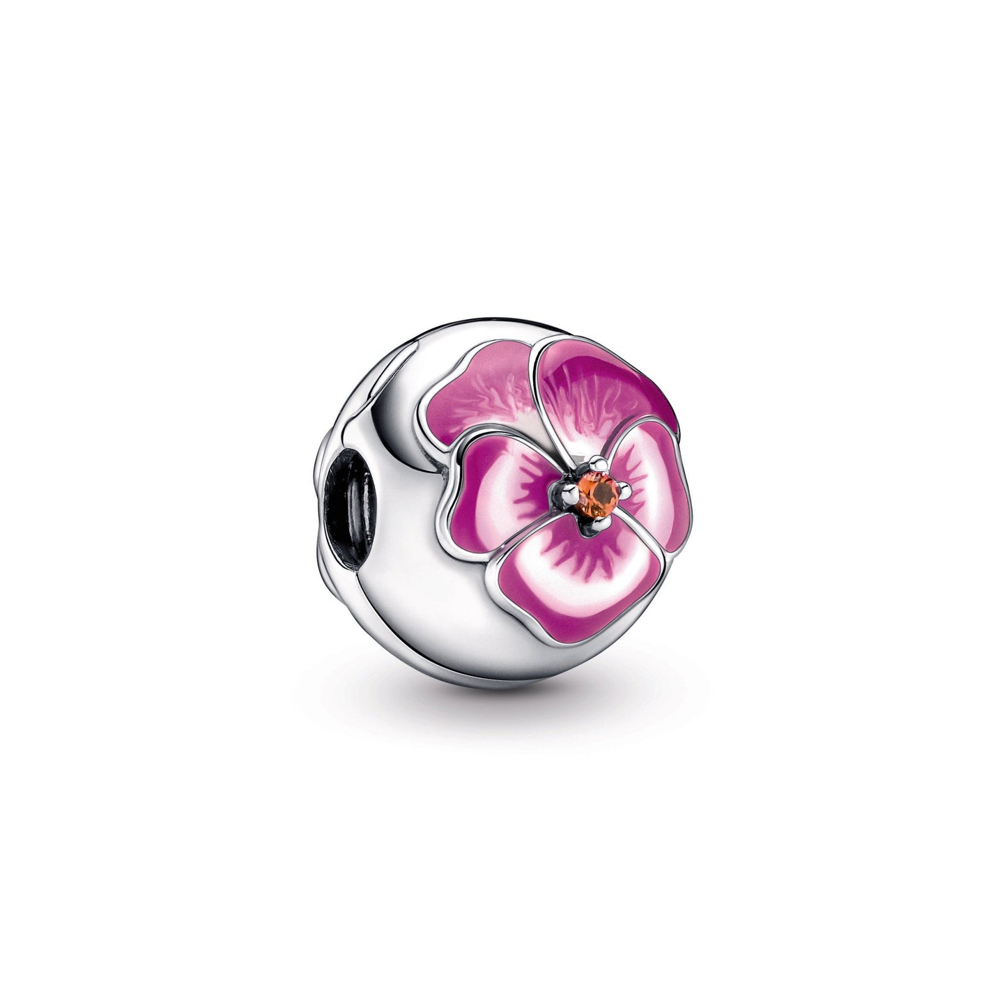 Pandora Pink Pansy Flower Clip Charm