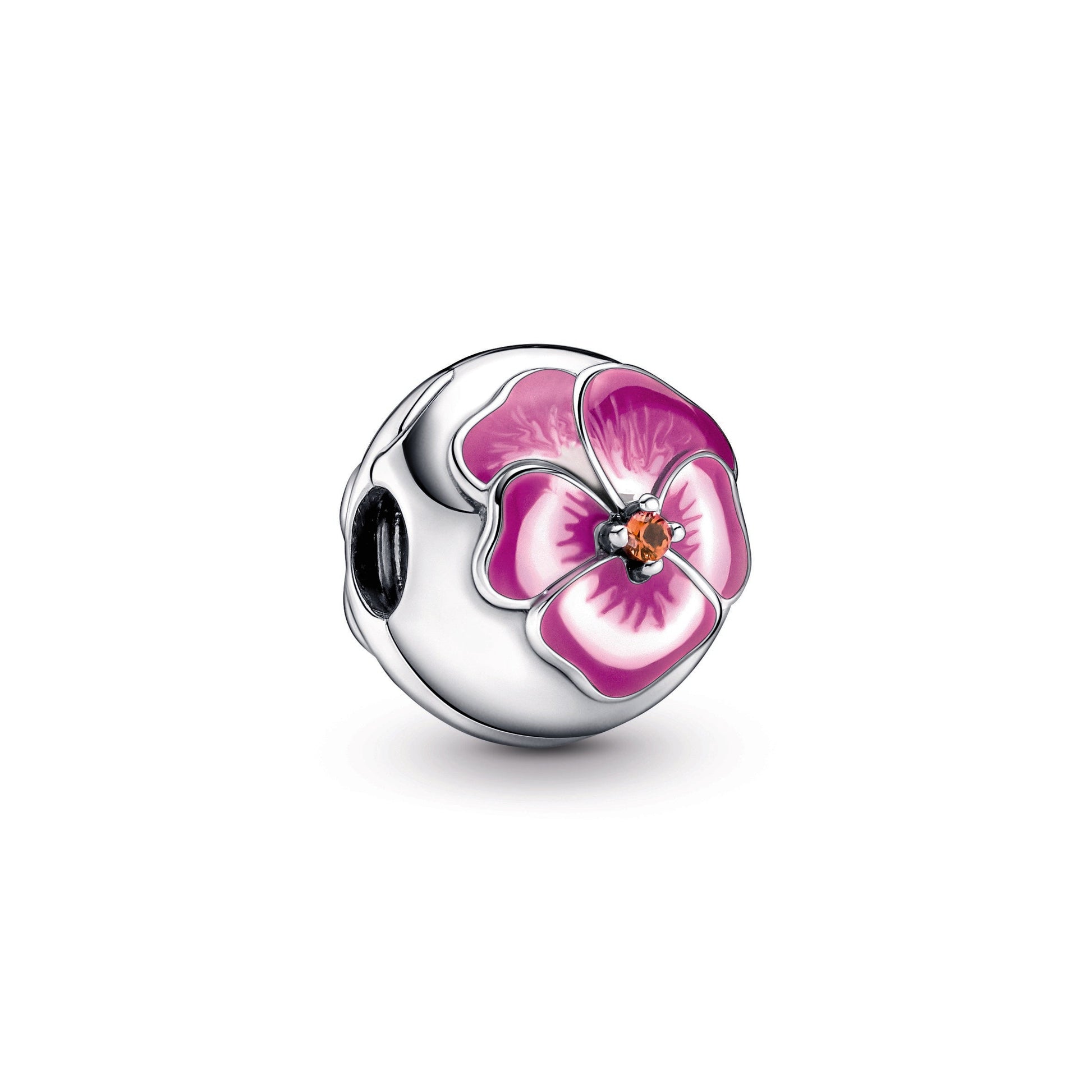 Pandora Pink Pansy Flower Clip Charm