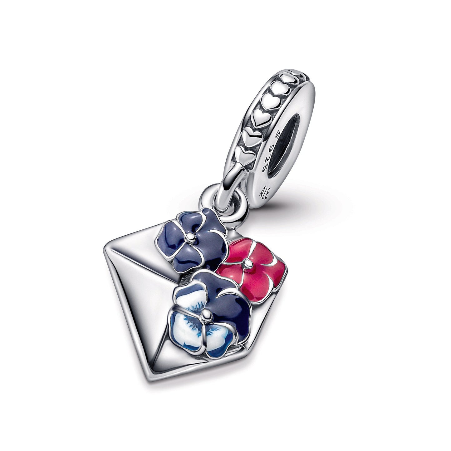 Pandora Pansy Flower Envelope Dangle Charm