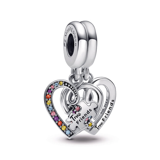 Pandora Puzzle Piece Hearts Splittable Friendship Dangle Charm