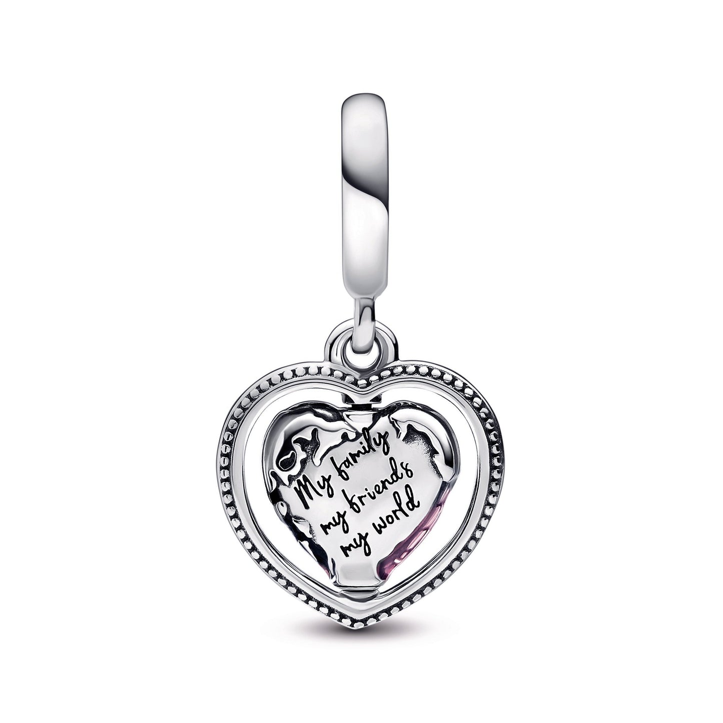 Pandora Family Spinning Heart Globe Dangle Charm