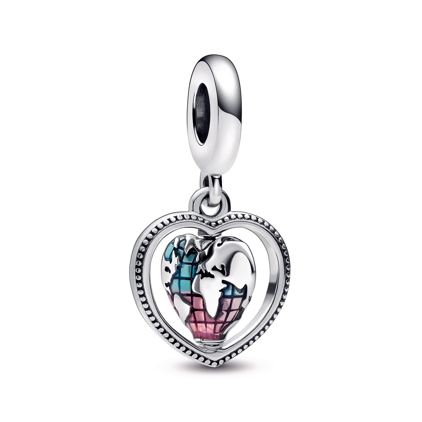 Pandora Family Spinning Heart Globe Dangle Charm