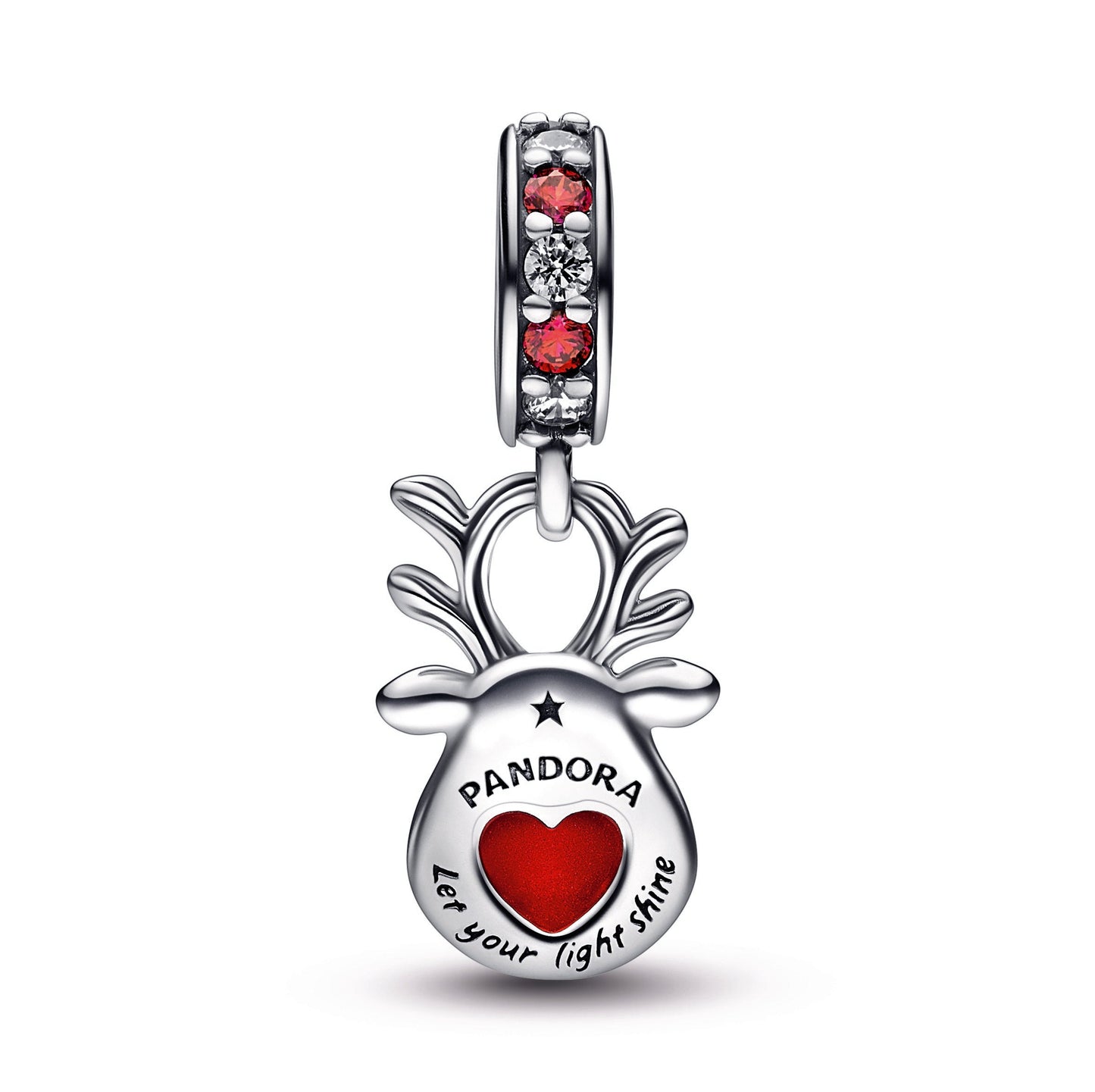 Pandora Red Nose Reindeer Murano Dangle Charm