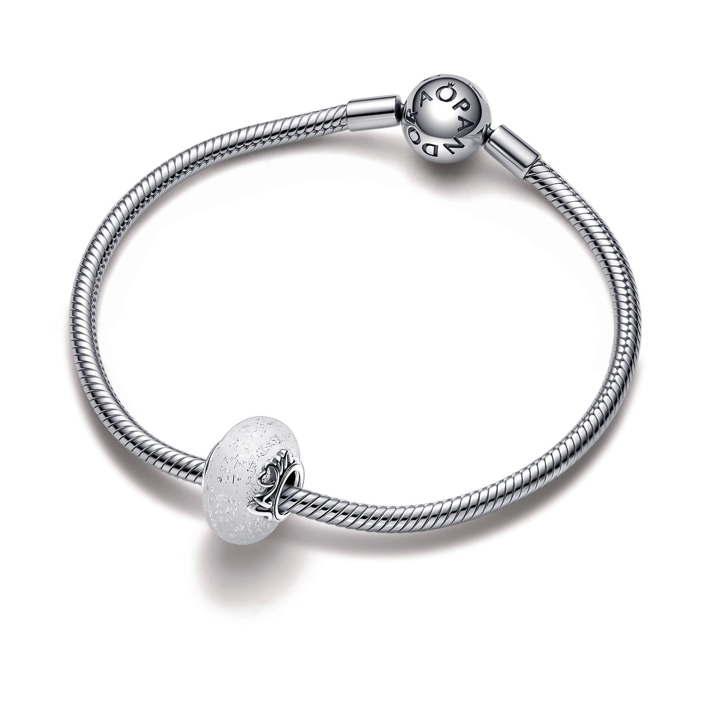 Pandora Glittery White Murano Glass Mum & Love Charm