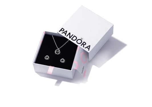 Pandora Encircled Family Love Necklace & Earring Gift Set