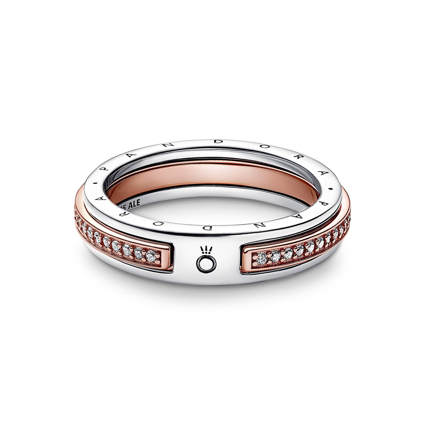 Pandora Signature Two-Tone Logo & Pave Ring
