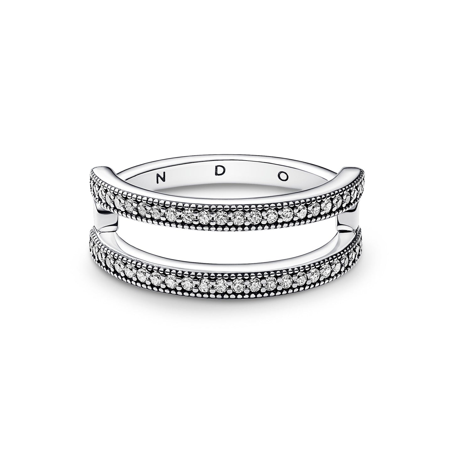 Pandora Signature Logo & Pave Double Band Ring
