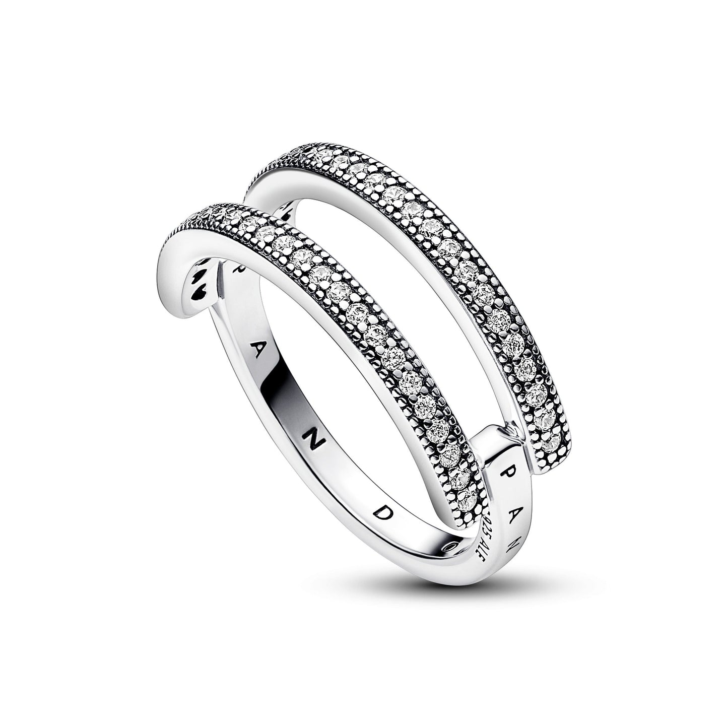 Pandora Signature Logo & Pave Double Band Ring
