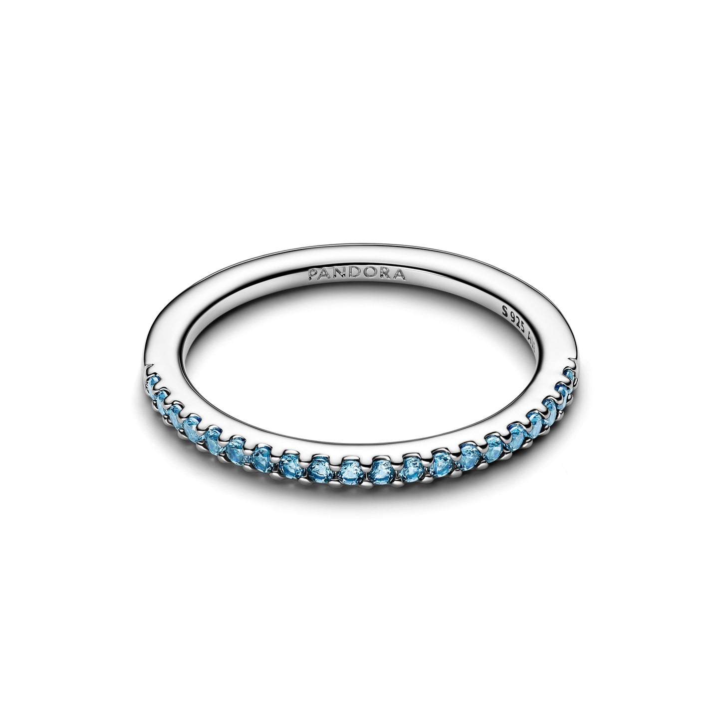 Pandora Sparkling Aquamarine Half-Eternity Band Ring
