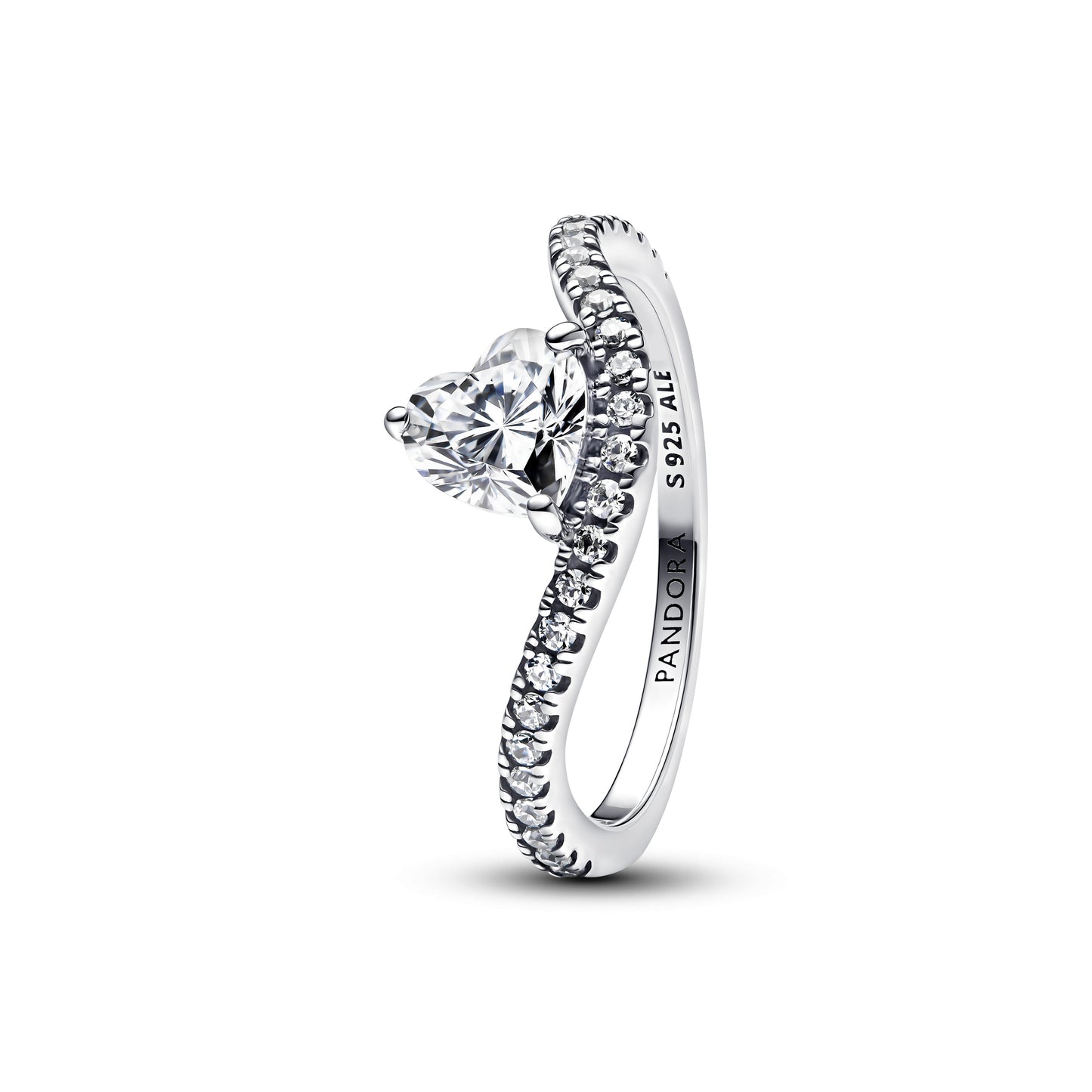 Pandora Wavy Pave Heart Ring