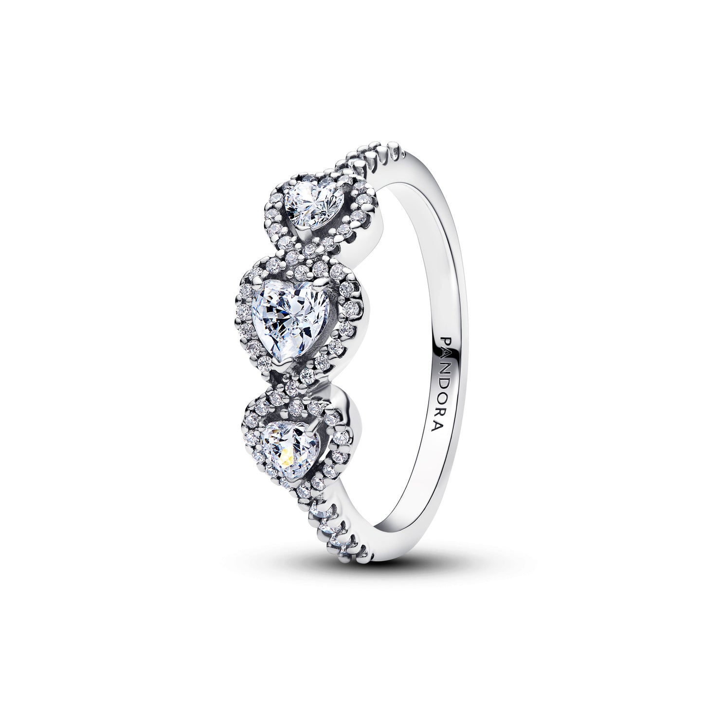Pandora Halo Heart Trilogy Ring