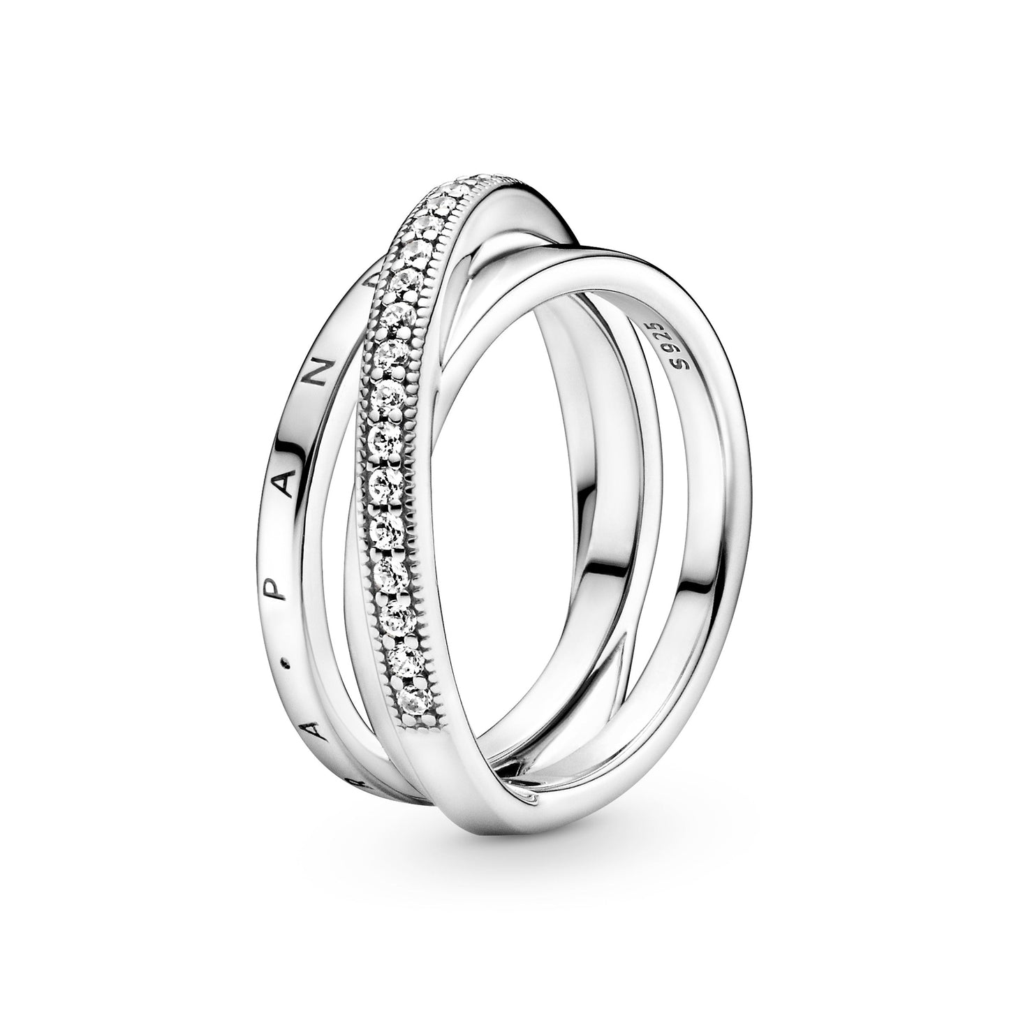Pandora Crossover Pave Triple Band Ring