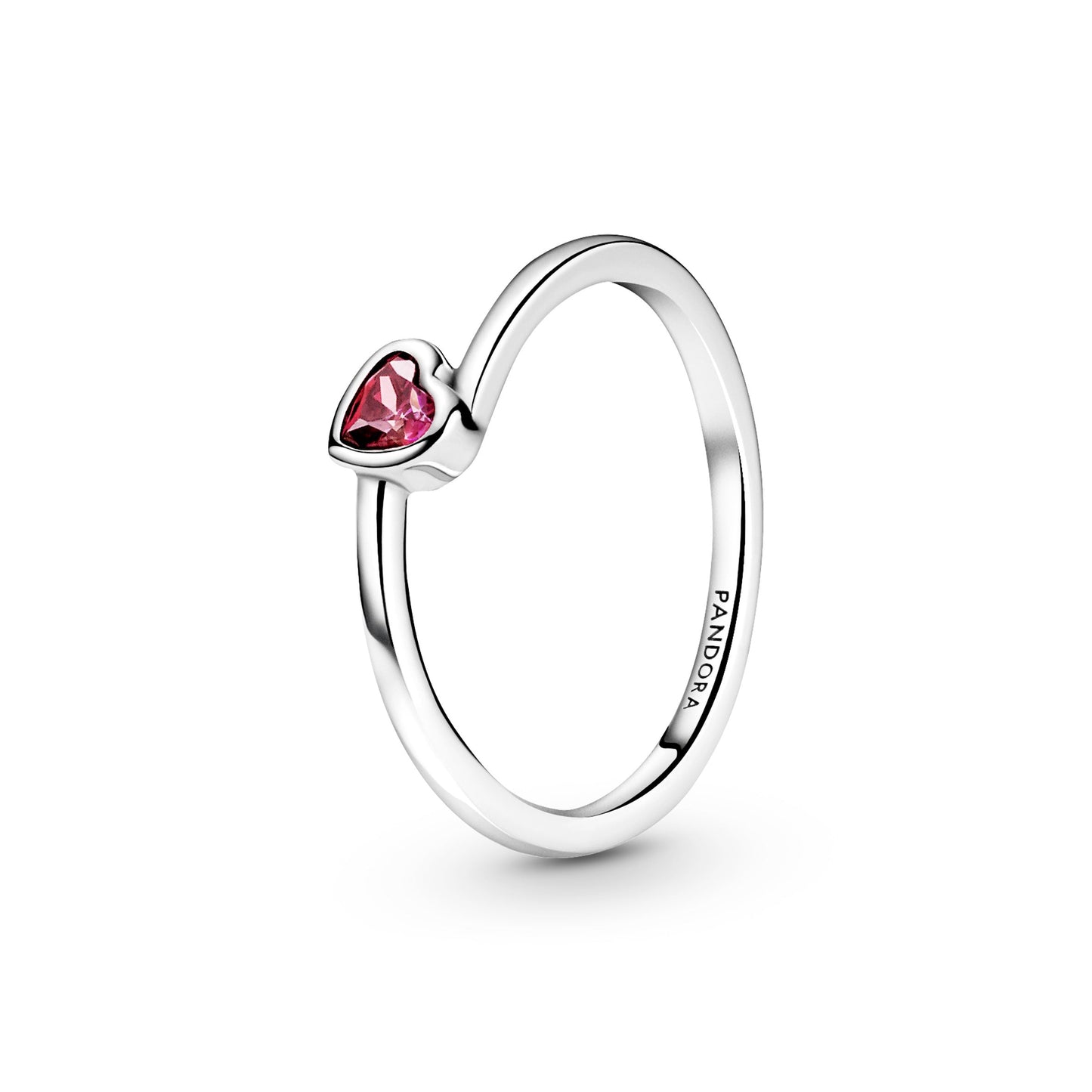 Pandora Red Tilted Heart Solitaire Ring