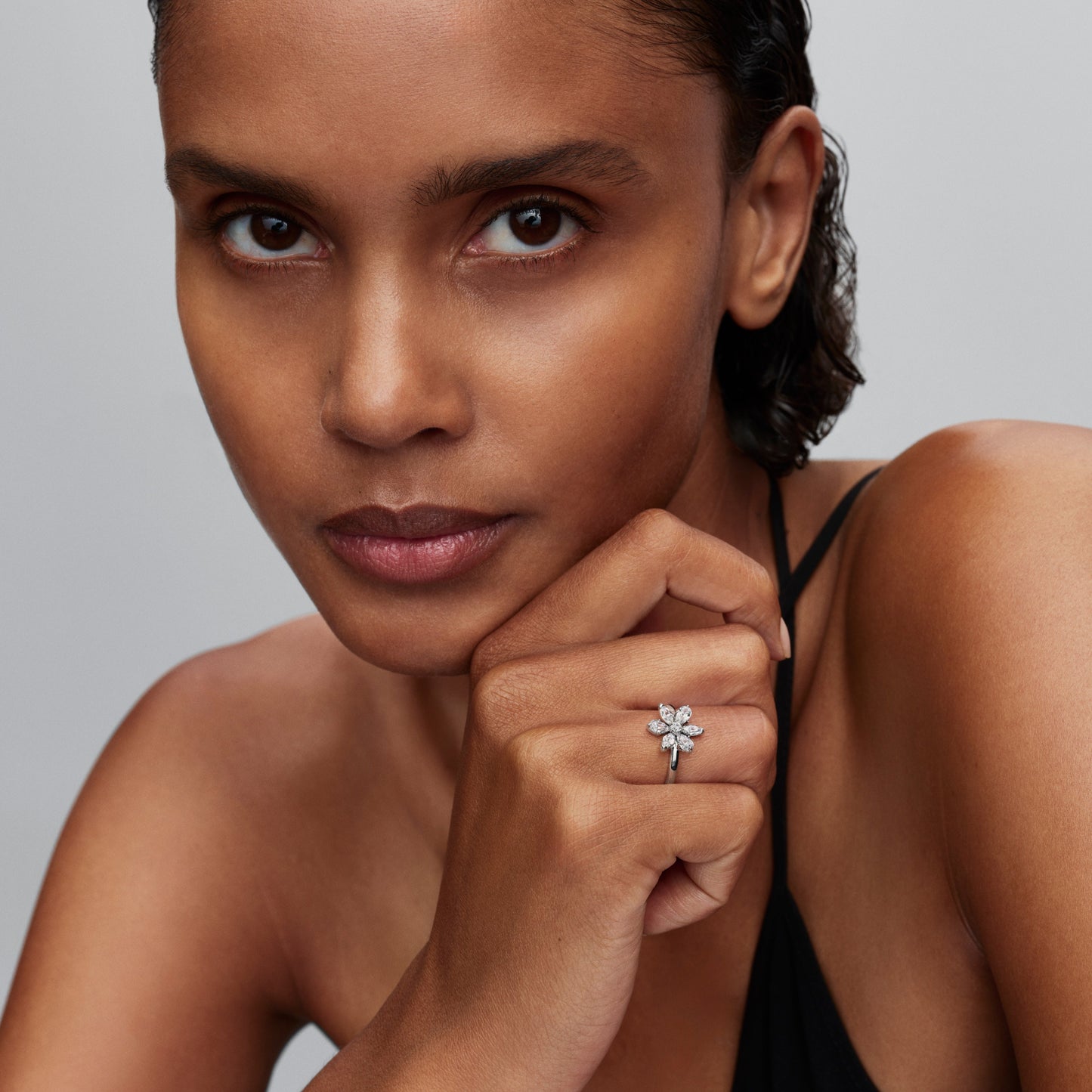 Pandora Herbarium Sparkling Flower Cocktail Ring