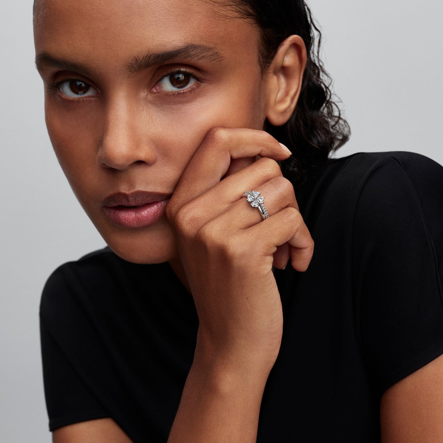 Pandora Sparkling Lucky Clover Splittable Ring