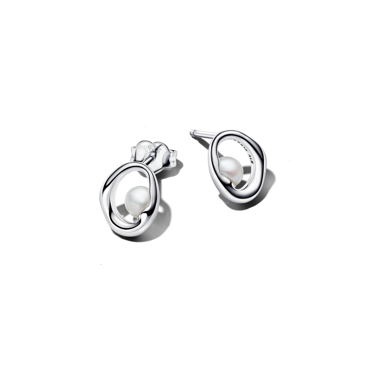 Pandora Organically Shaped Oval & Treated Freshwater Pearl Stud Earrings