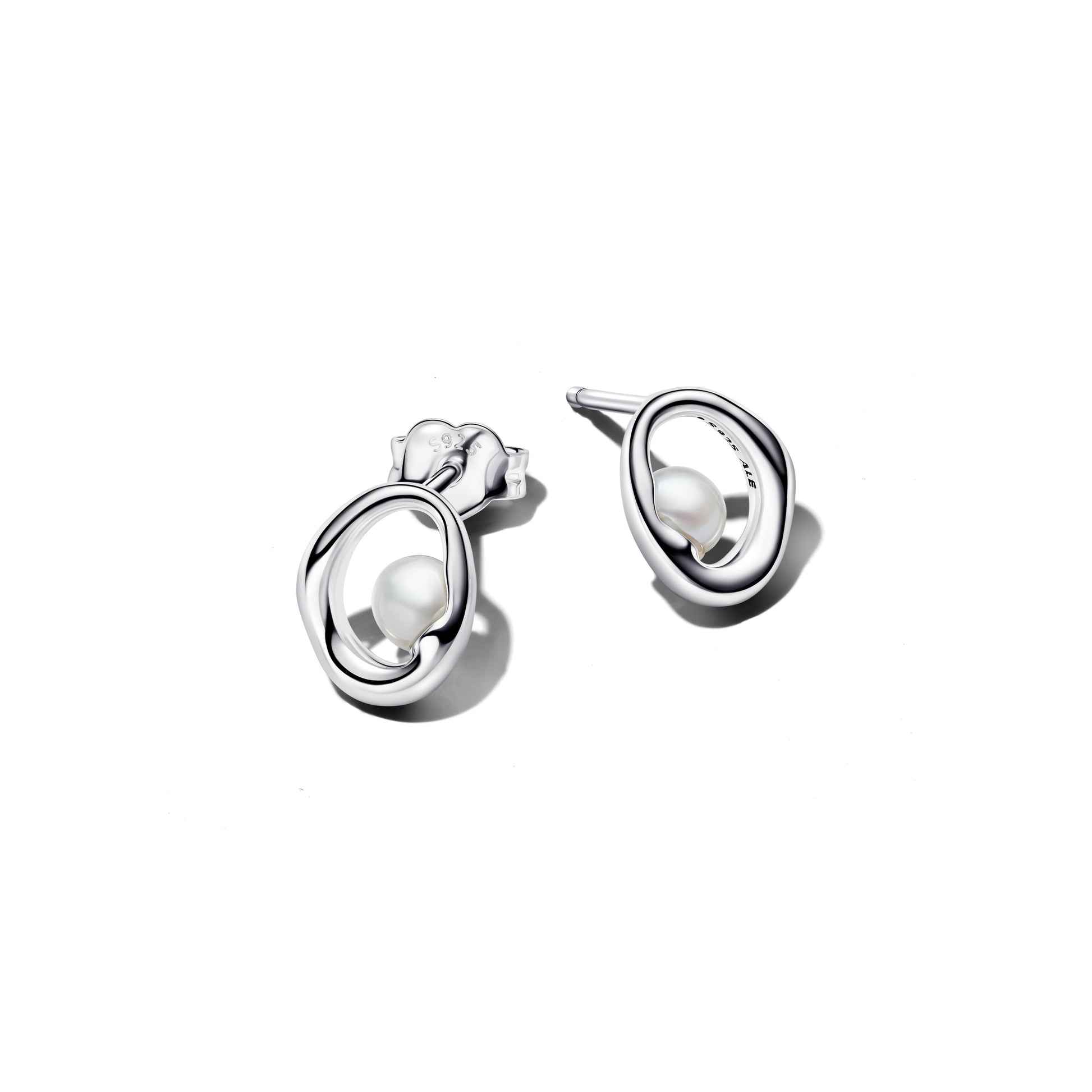 Pandora Organically Shaped Oval & Treated Freshwater Pearl Stud Earrings