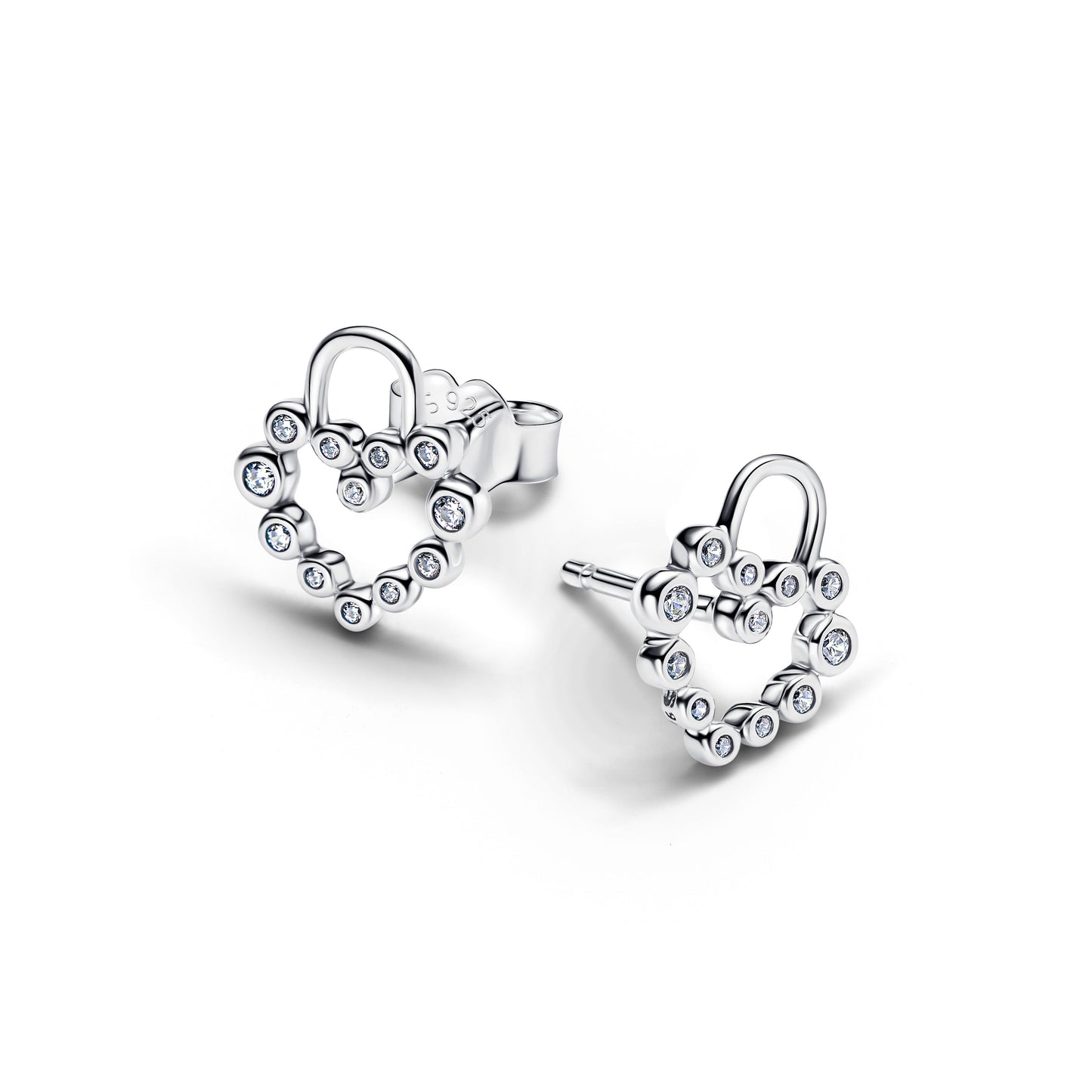 Pandora Sparkling Heart Padlock Stud Earrings
