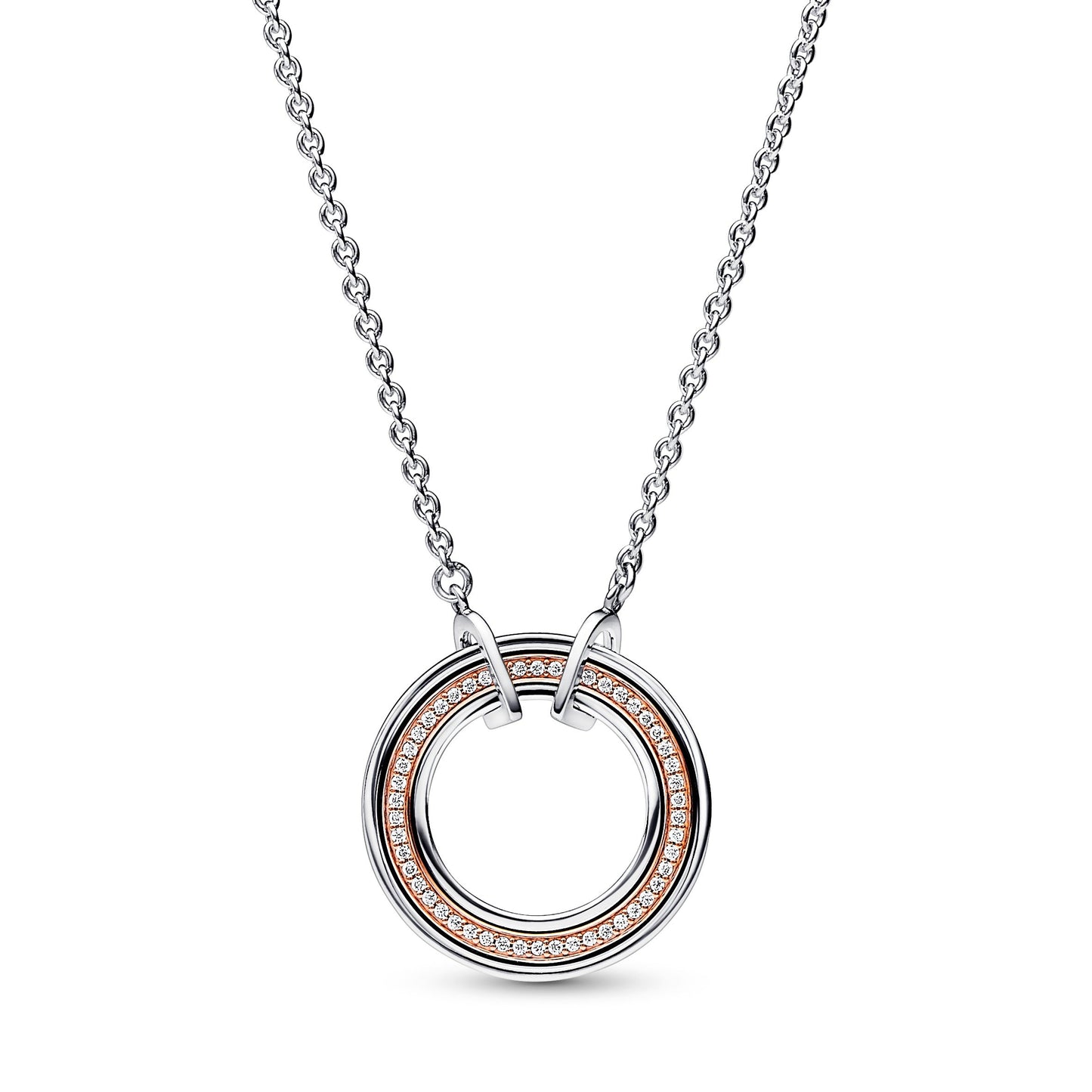 Pandora Signature Two tone Logo & Pave Necklace