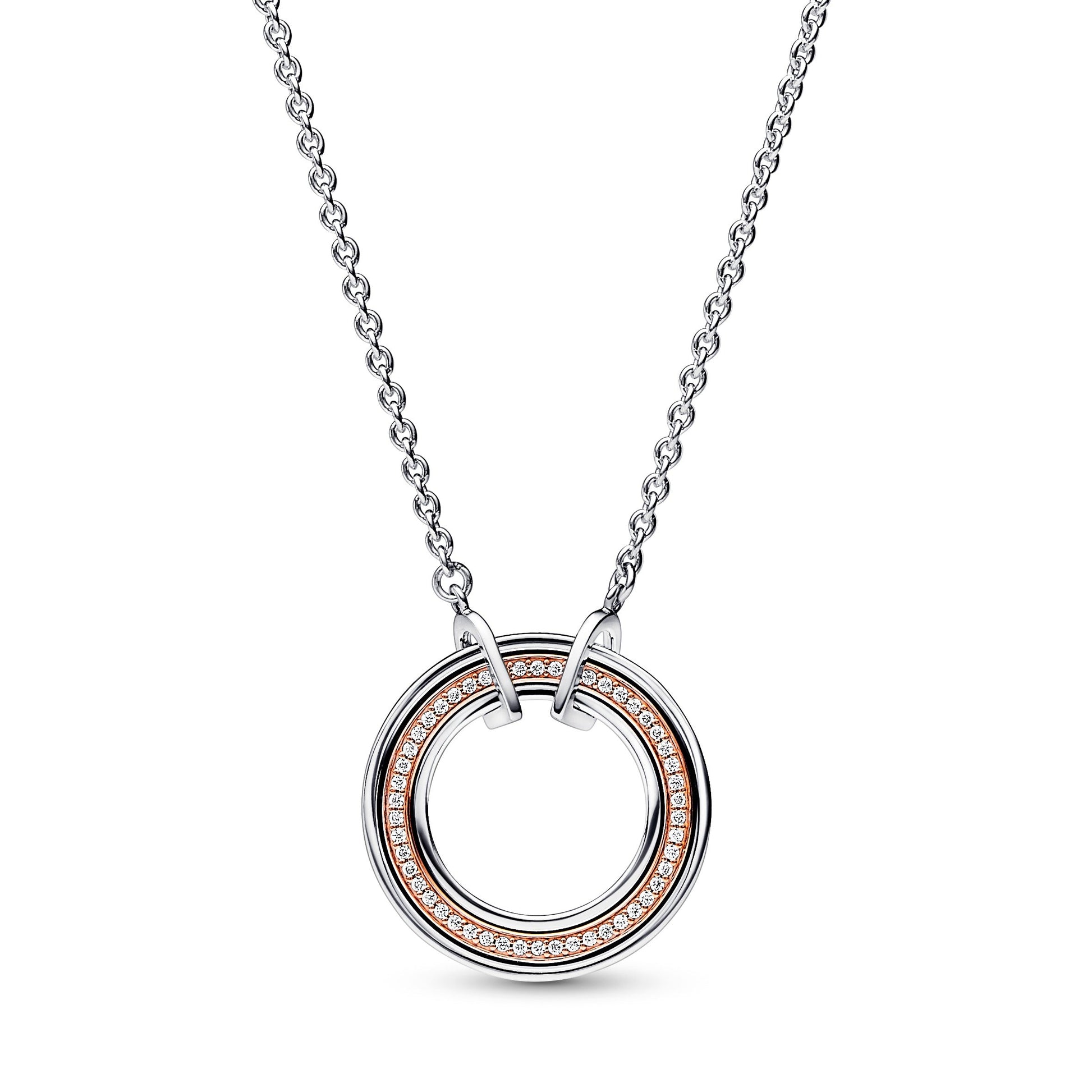 Pandora Signature Two tone Logo & Pave Necklace