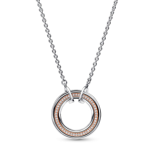 Pandora Signature Two tone Logo & Pave Necklace