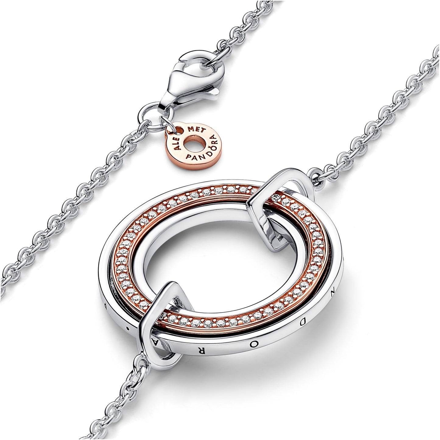 Pandora Signature Two tone Logo & Pave Necklace