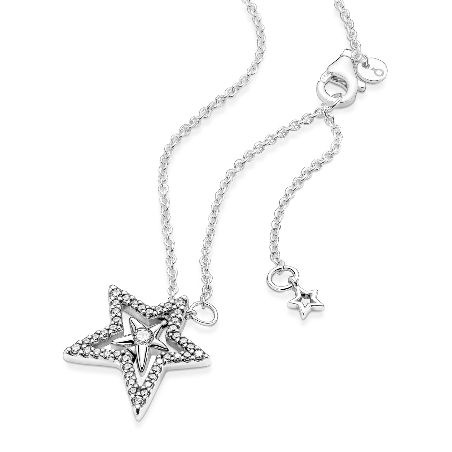 Pandora Pave Asymmetric Star Collier Necklace