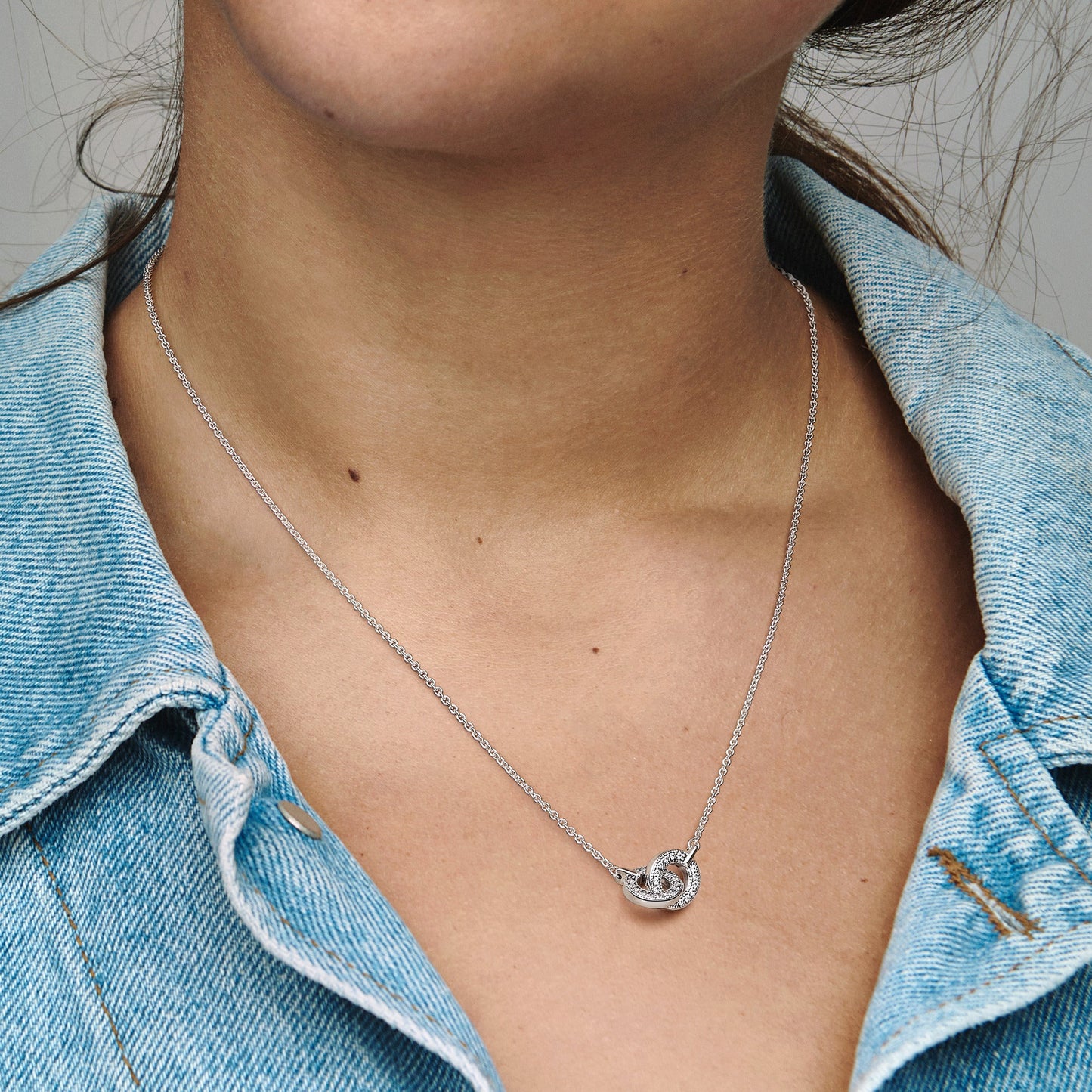 Pandora Signature Intertwined Pave Pendant Necklace