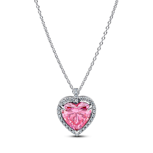 Pandora Pink Halo Heart Collier Necklace
