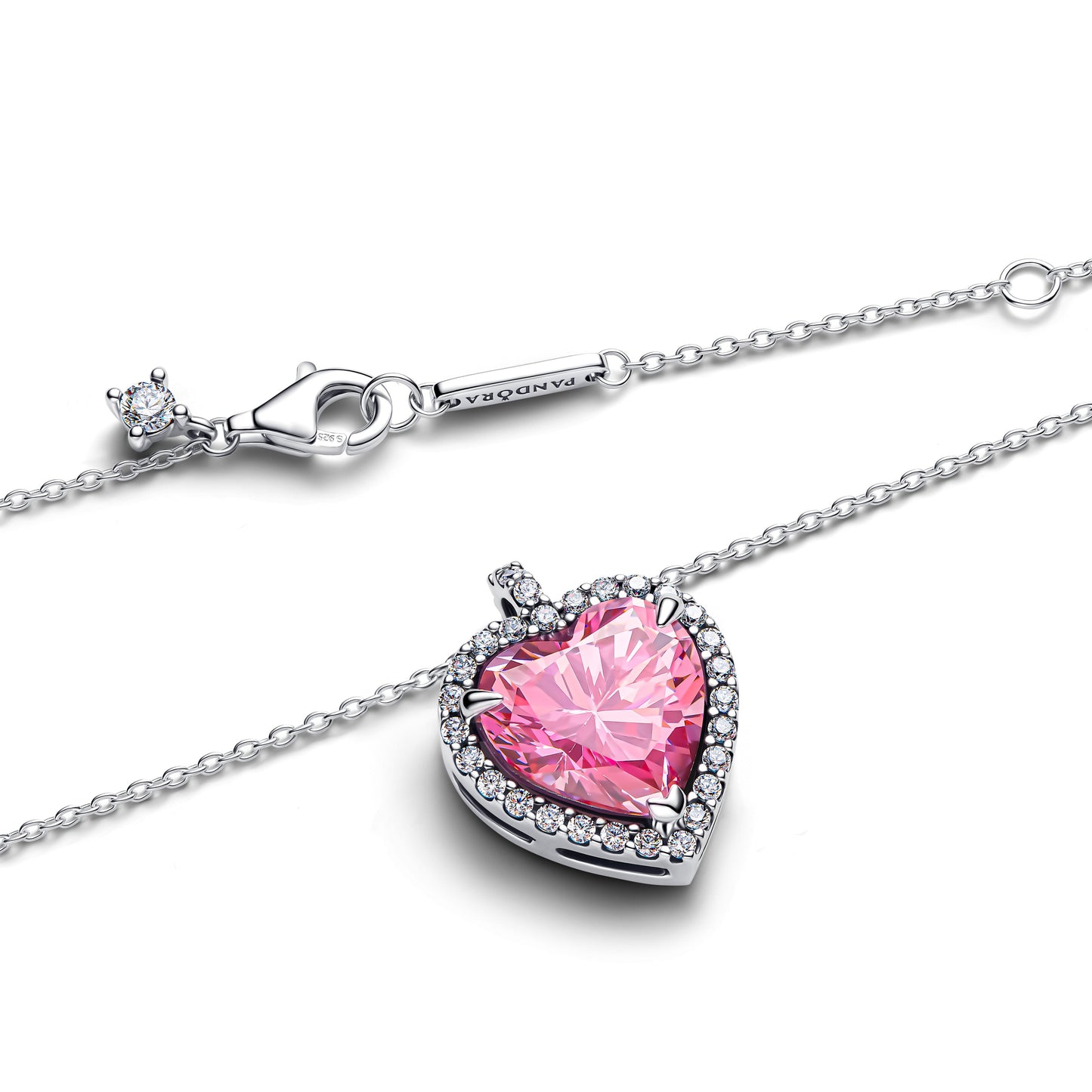 Pandora Pink Halo Heart Collier Necklace