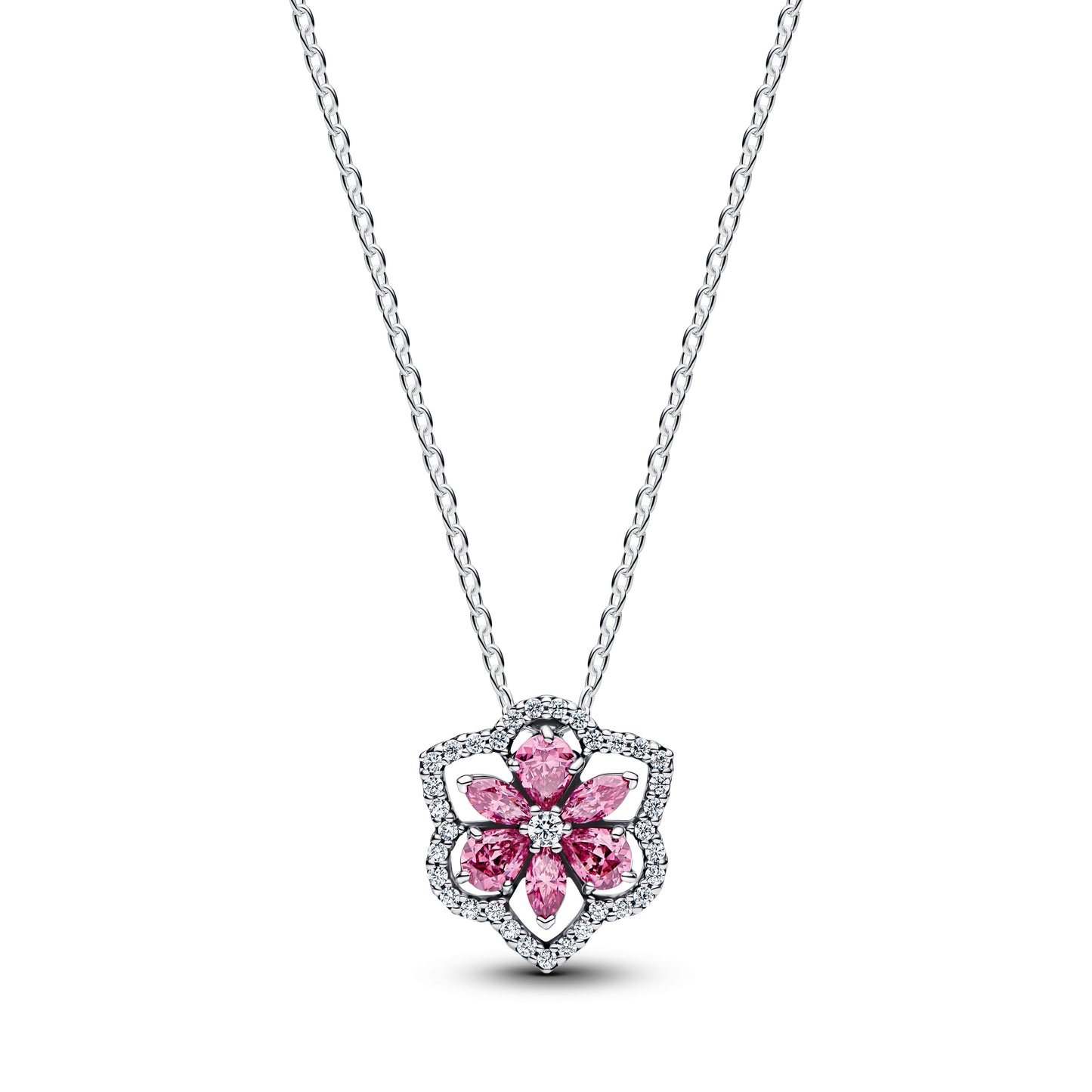 Pandora Herbarium Sparkling Pink Flower Pendant Necklace