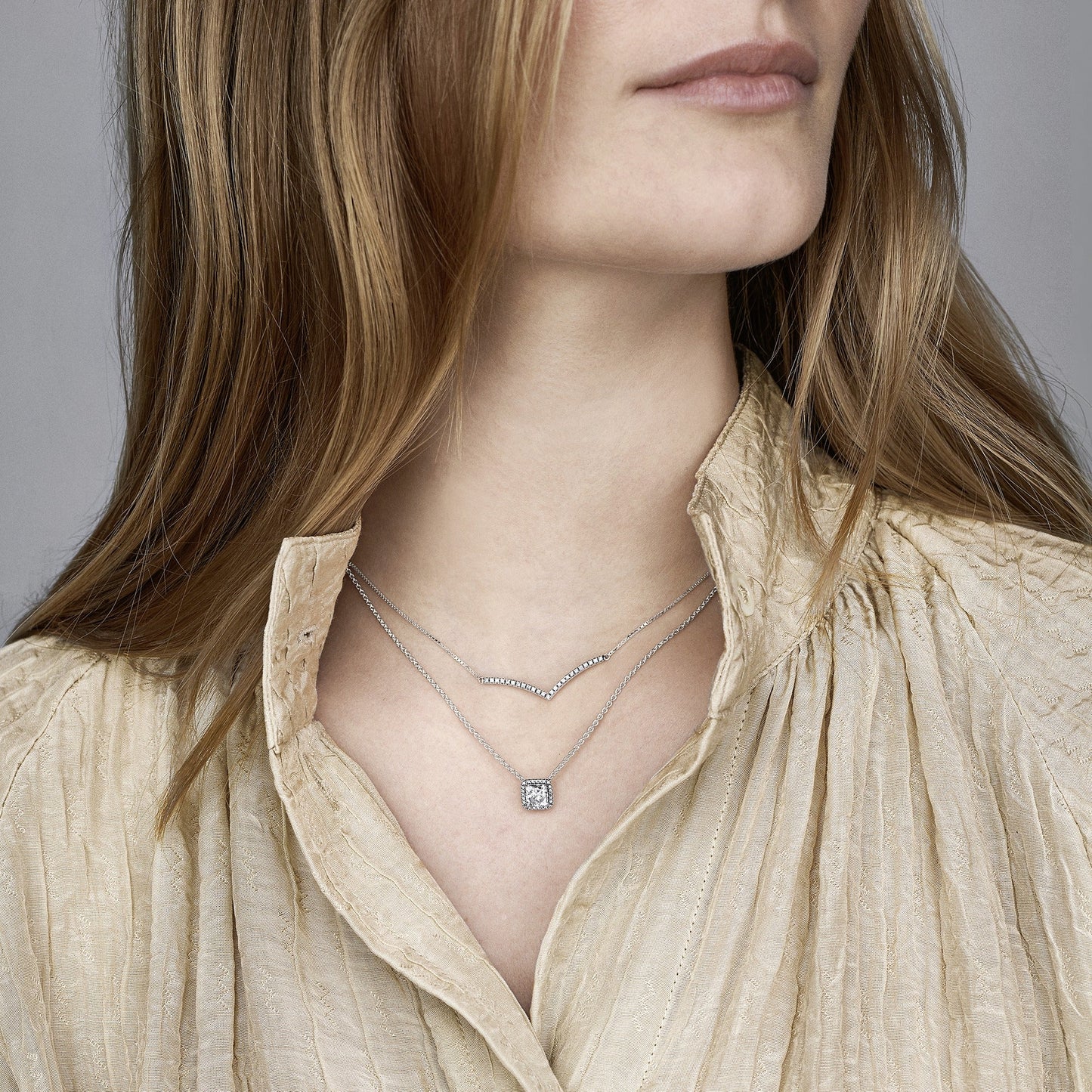 Pandora Square Sparkle Halo Necklace