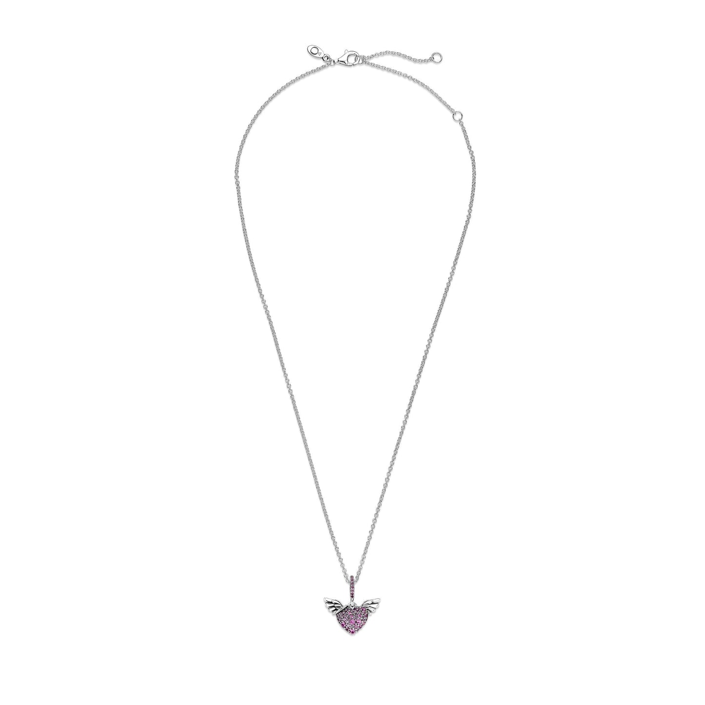 Pandora Pave Heart & Angel Wings Necklace