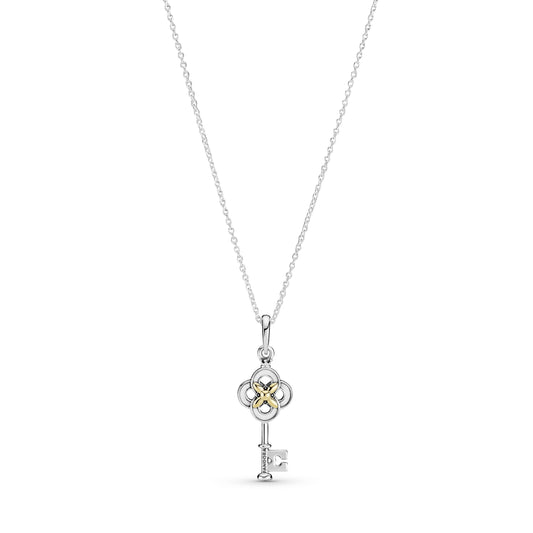 Pandora Two-Tone Key & Flower Necklace
