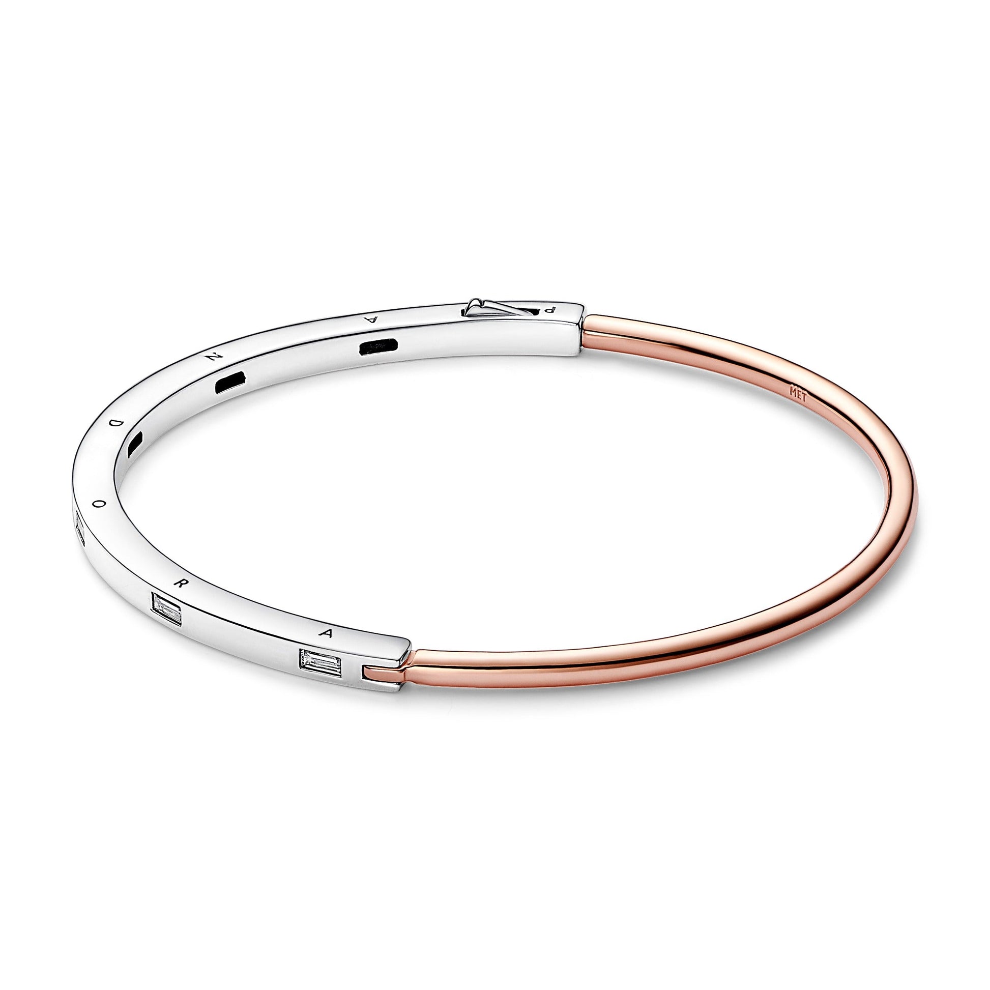 Pandora Signature Two-Tone I-D Pave Bangle